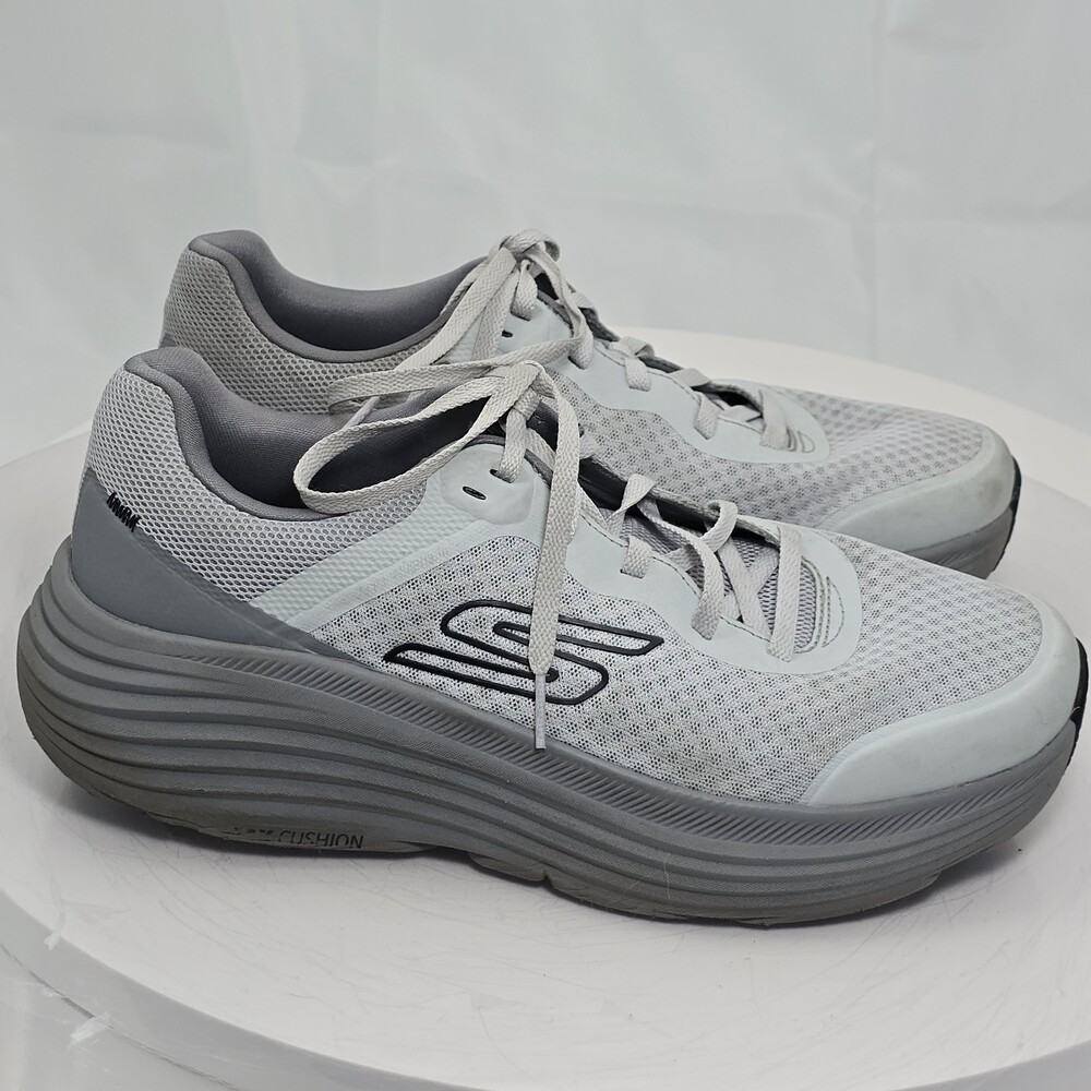 Skechers Max Cushioning Men 10.5 Gray Goga Mat Running Walking Shoes/Sneakers